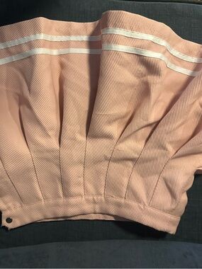 Peach Pink Pleated skirt with White Trim